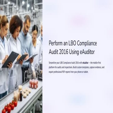 LBO Compliance Audit 2016 with eAuditor Audits and inspections | PDF