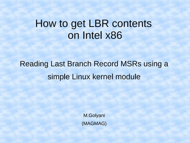 How to get LBR contents on Intel x86