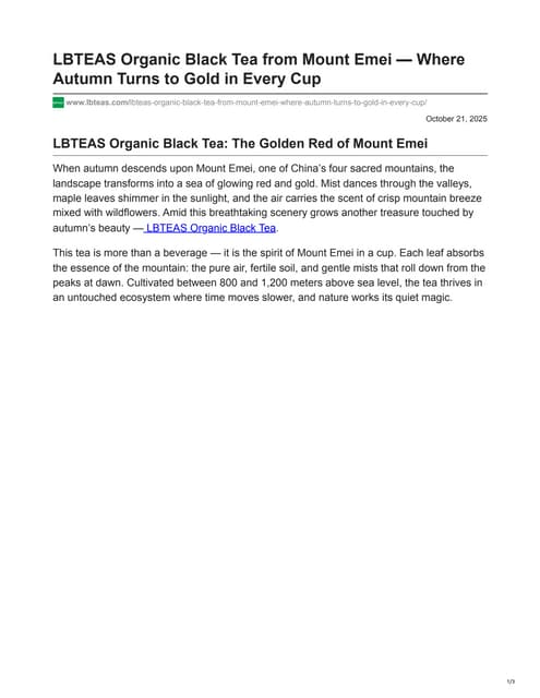 lbteas.com-LBTEAS Organic Black Tea from Mount Emei — Where Autumn Turns to G...