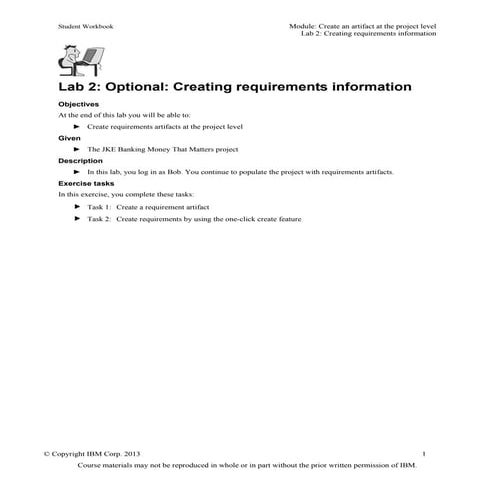 Lab 2: Optional: Creating requirements information