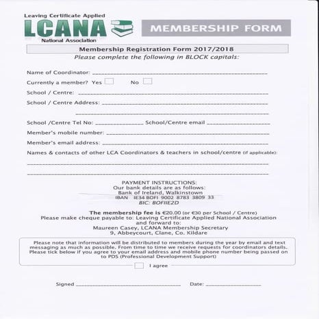 LCANA membership 2017-18