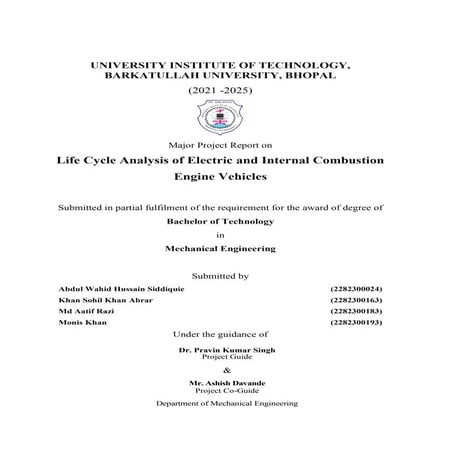 Life Cycle Analysis of Electric and Internal Combustion Engine Vehicles ...
