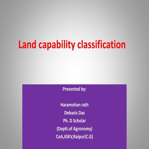LAND CAPABILITY CLASSIFICATION