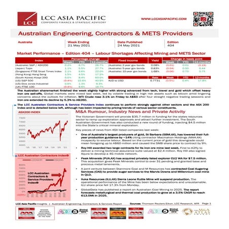 LCC Asia Pacific Engineering & Mining Services Weekly Update Edition ...