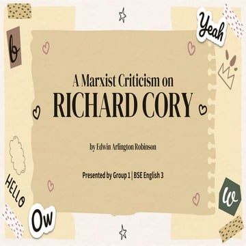 A Marxist Criticism on Richard Cory by Edwin Arlington Robinson