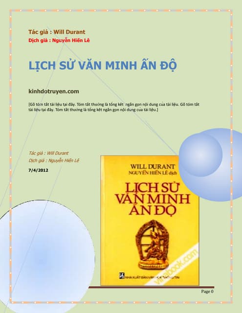LỊCH SỬ VĂN MINH ẤN ĐỘ-Will Durant-NguyenHienLe