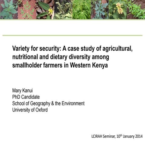 Variety for Security: agricultural and nutritional diversity in Western Kenya
