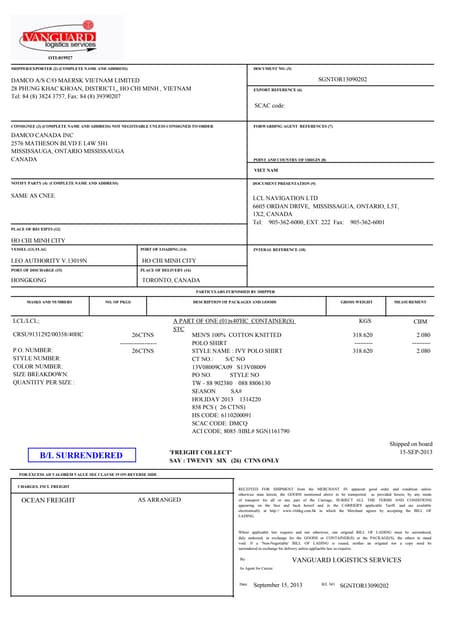 Expo Ingles Bill Of Lading