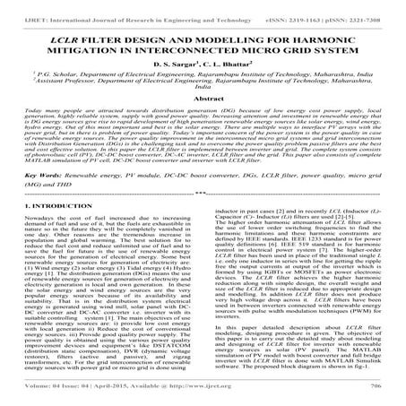 Lclr filter design and modelling for harmonic mitigation in interconnected mi...