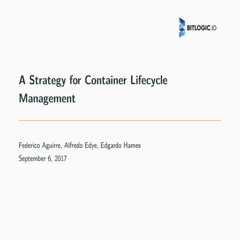 A Strategy for Container Lifecycle Management