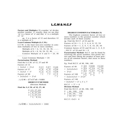Lcm and hcf rbi