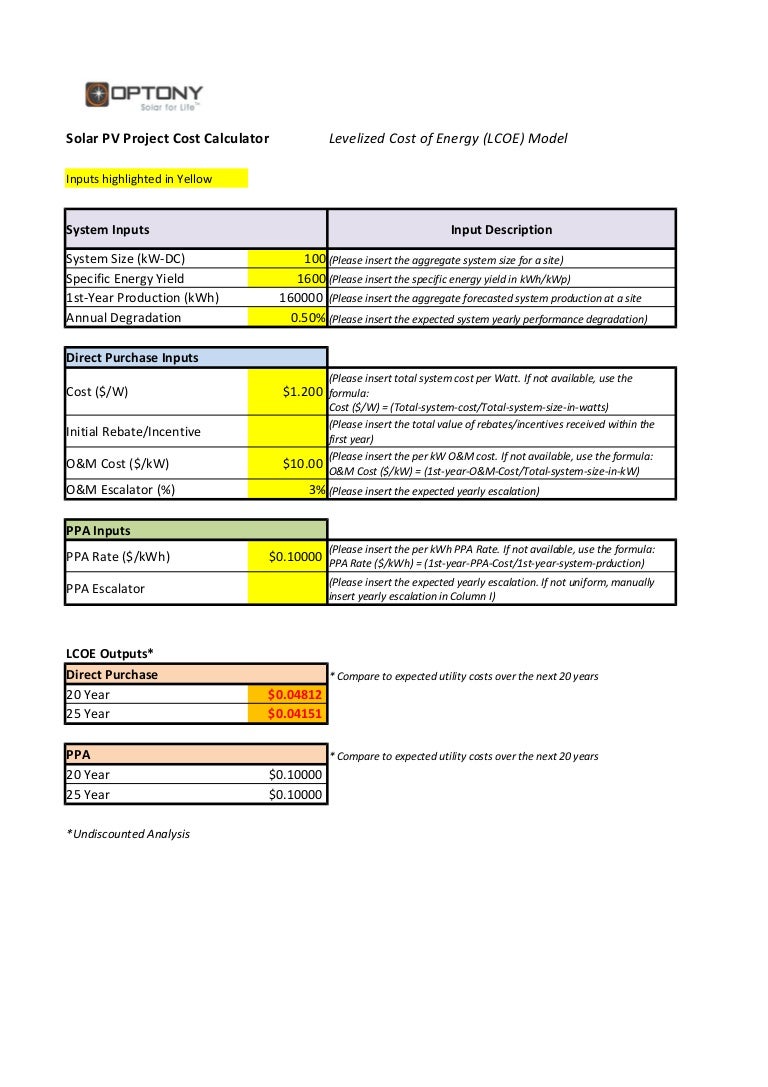 Lcoe calculator epco_epa1