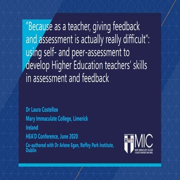 Using self- and peer-assessment to develop Higher Education teachers' skills ...