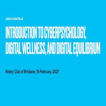 Introduction to Cyberpsychology, Digital Wellness, and Digital Equilibrium by...
