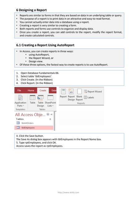 6.1 Creating a Report Using AutoReport