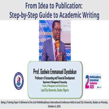 LCU From Idea to Publication Step by Step Guide to Academic Writing- Prof. Oy...