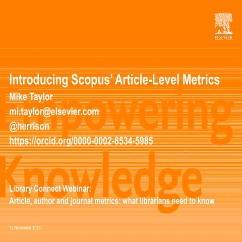 Library Connect Webinar- Scopus’ Article-Level metrics 