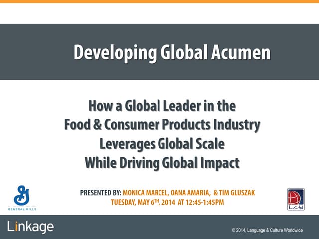 LCW Linkage Institute Best Practices Presentation on Global Acumen 