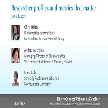 Researcher profiles and metrics that matter