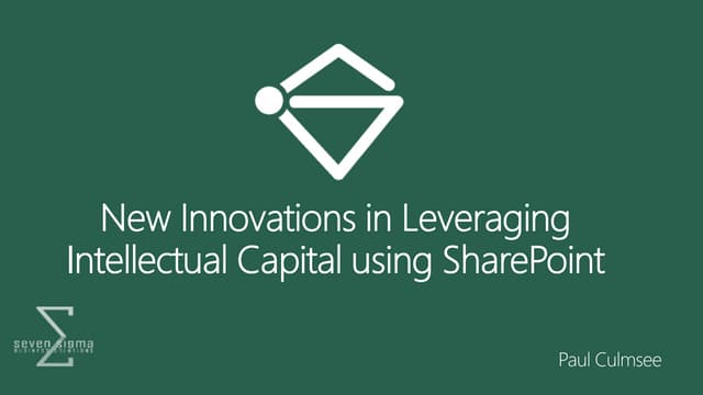 New innovations in leveraging intellectual capital using SharePoint