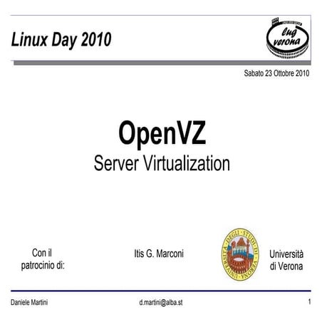 Linux Day 2010: Virtualizzare con OpenVZ