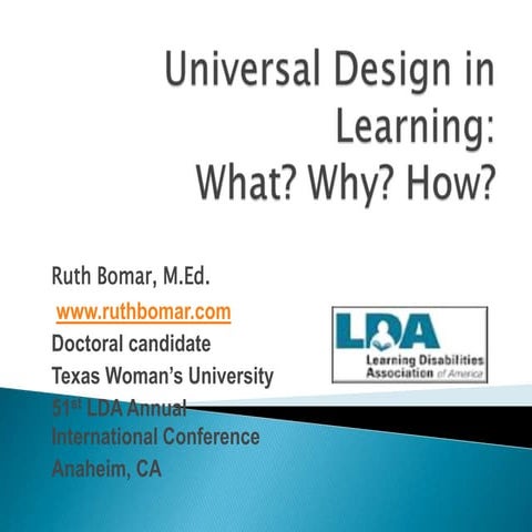 Universal Design in Learning at Learning Disabilities Association Conference ...
