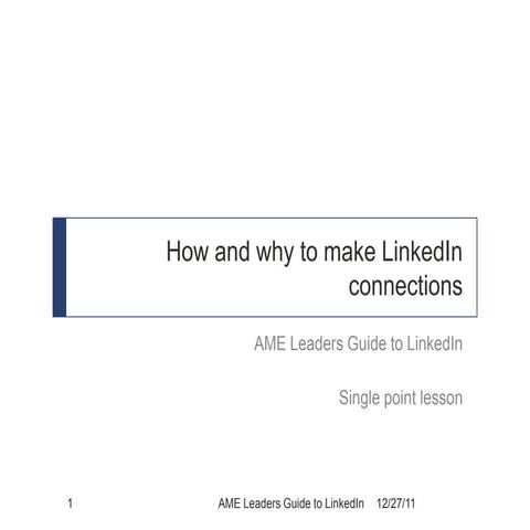 AME Leaders guide to LinkedIn: Networking & Connections
