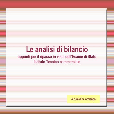 Le analisi di bilancio
