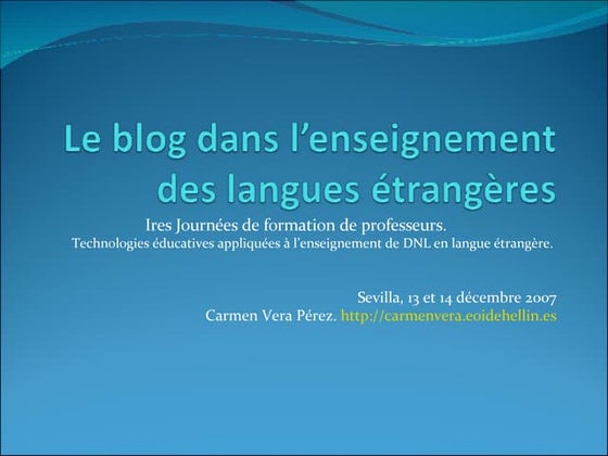 Le Blog Dans L’Enseignement Des Langues éTrangèRes