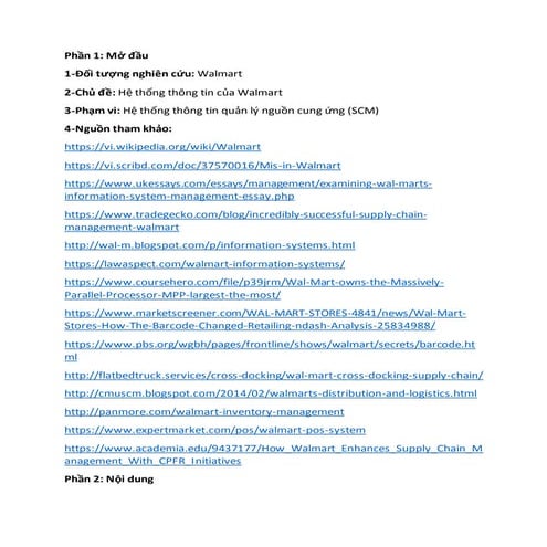 Walmart - Hệ thống quản lý chuỗi cung ứng (SCM)
