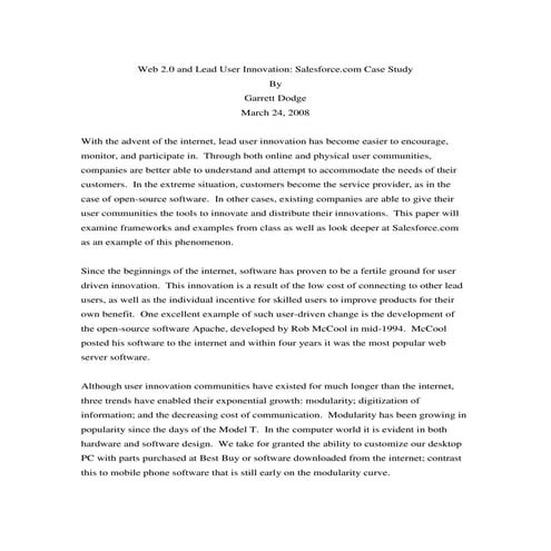 Lead User Innovation at Salesforce.com