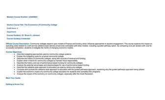 LEAD5623 The Economics of Community Coll