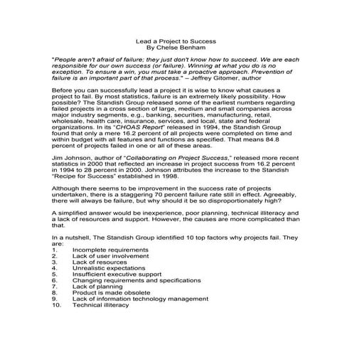 Lead a project to success