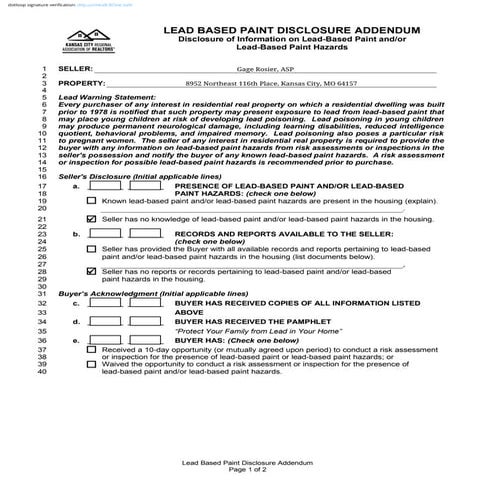 Lead Based Paint Disclosure