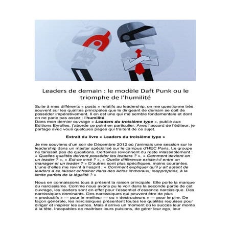 Leaders de demain : le modèle Daft Punk ou le triomphe de l'humilité
