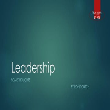 Leadership - Some thoughts