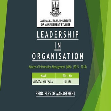 LEADERSHIP IN ORGANISATION (Organisational Leadership)