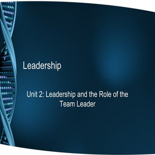Leadership and the role of the team...