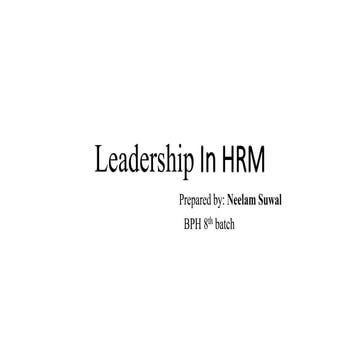 Leadership in Human resource management
