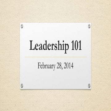 Leadership 101   week 7 lesson