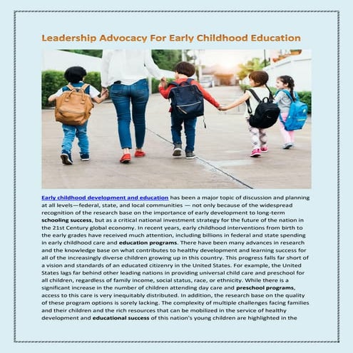 Leadership Advocacy For Early Childhood Education - ebookschoice.com