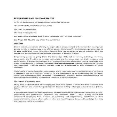 Leadership and Empowerment