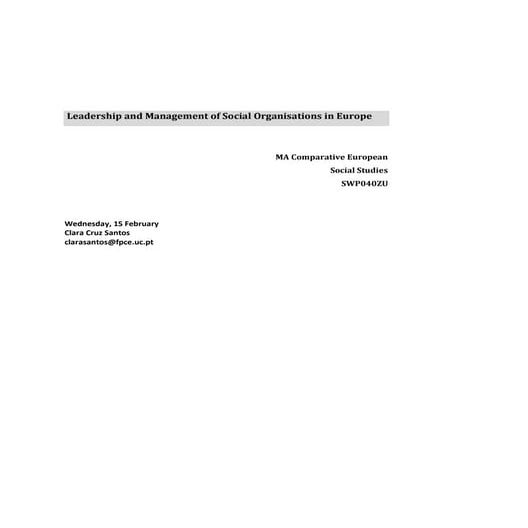 Leadership and management of social organisations clara