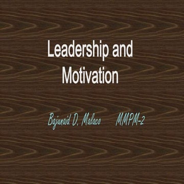 Leadership and Motivation 