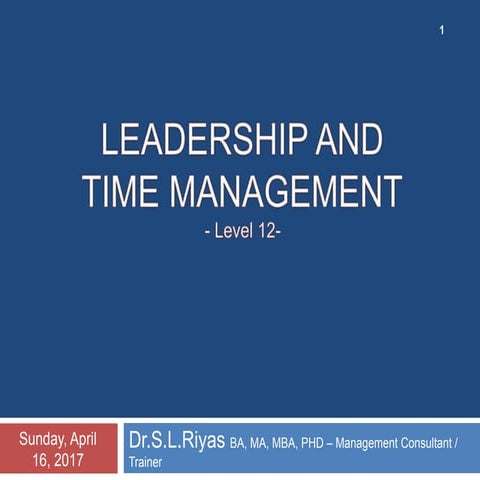 Leadership and Time Management - Level 12