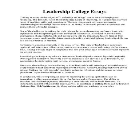 Leadership College Essays