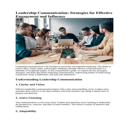 Leadership Communication: Strategies for Effective Engagement and Influence |...