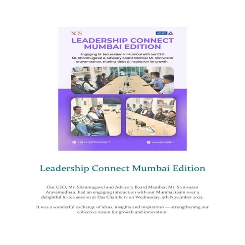 Leadership Connect Mumbai Edition-NCS SOFT SOLUTIONS | PDF