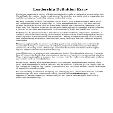 Leadership Definition Essay
