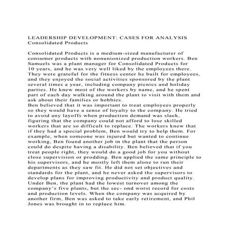LEADERSHIP DEVELOPMENT CASES FOR ANALYSISConsolidated Product.docx